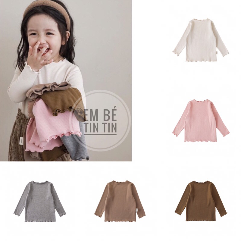 Áo giữ nhiệt viền bèo style Hàn cho bé gái