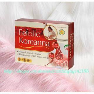 Viên Bổ Máu FEFOLIC  KOREANNA - Hộp 60 Viên - Bổ Sung Fe, Acid Folic Cho Cơ Thể, Giảm Nguy Cơ Thiếu Máu Do Thiếu Sắt