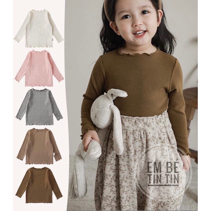 Áo giữ nhiệt viền bèo style Hàn cho bé gái