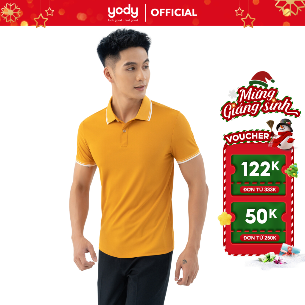 Áo polo nam YODY chất vải Airy Cool phối vai phong cách thể thao APM5351