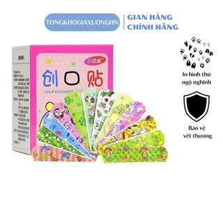 Hộp 100 miếng băng gâu họa tiết hoạt hình dễ thương