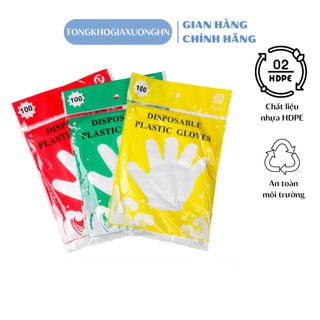 [100 chiếc] Găng tay nilon dùng 1 lần sử dụng trong nhà bếp - Găng tay nhuộm tóc, nấu nướng, làm vệ sinh