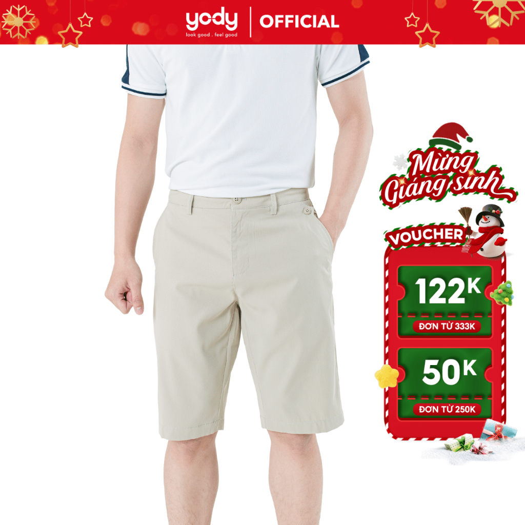 Quần sooc nam Yody chất liệu Kaki co giãn thoải mái QSM5019