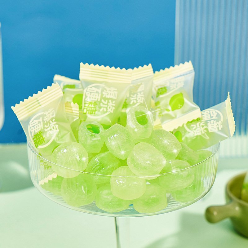 Combo 300g kẹo cứng trái cây bạc hà có nhân siro hương vị đào trắng - hương chanh thơm ngon ăn vặt