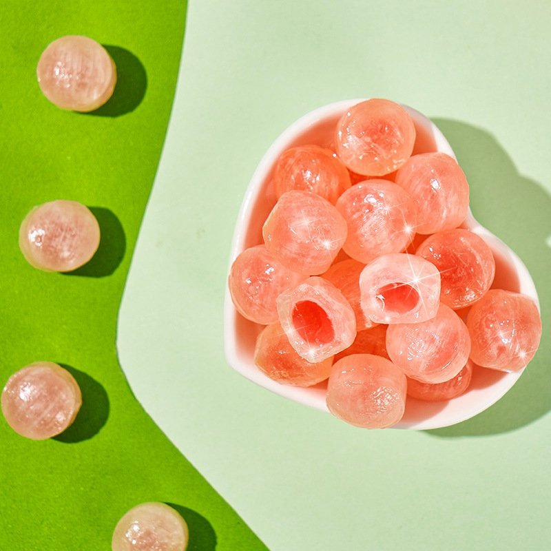 Combo 300g kẹo cứng trái cây bạc hà có nhân siro hương vị đào trắng - hương chanh thơm ngon ăn vặt