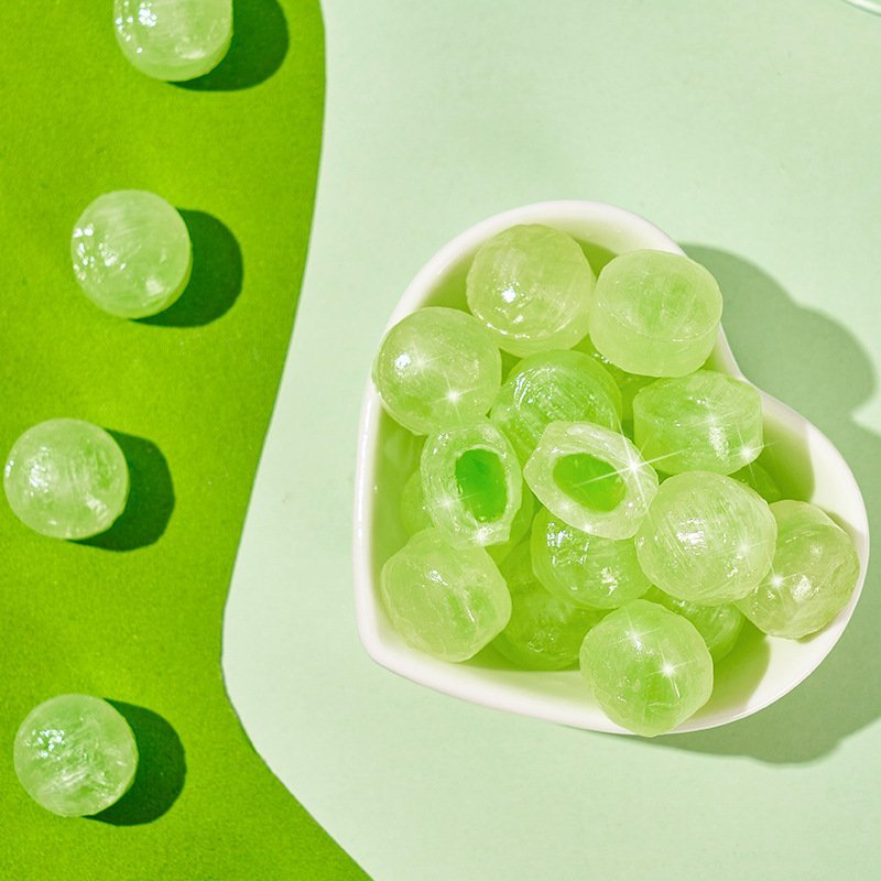 Combo 300g kẹo cứng trái cây bạc hà có nhân siro hương vị đào trắng - hương chanh thơm ngon ăn vặt