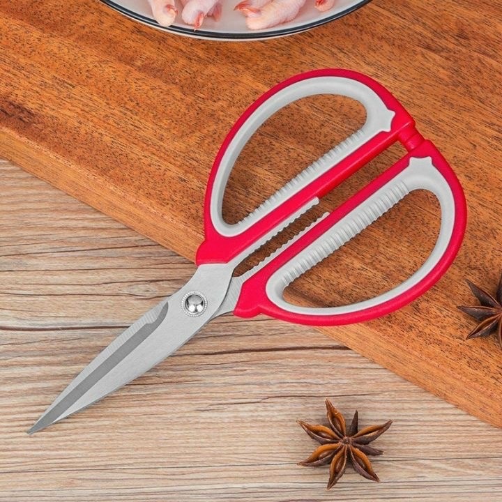 Kéo Inox Nhà Bếp Đa Năng Cán Nhựa Cao Cấp Màu Đỏ Siêu Bền A438