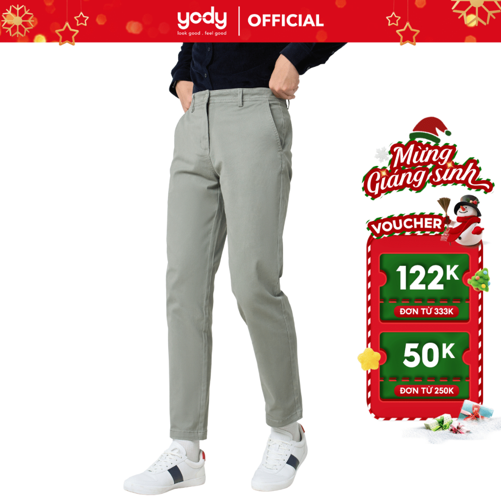Quần âu kaki nam YODY regular thêu chữ cạnh túi quần tây nam công sở - QKM6005