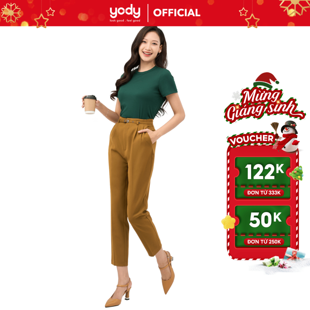 Quần Âu Nữ Yody cạp liền quần dài dáng baggy sang trọng thoải mái mềm mại QAN5064