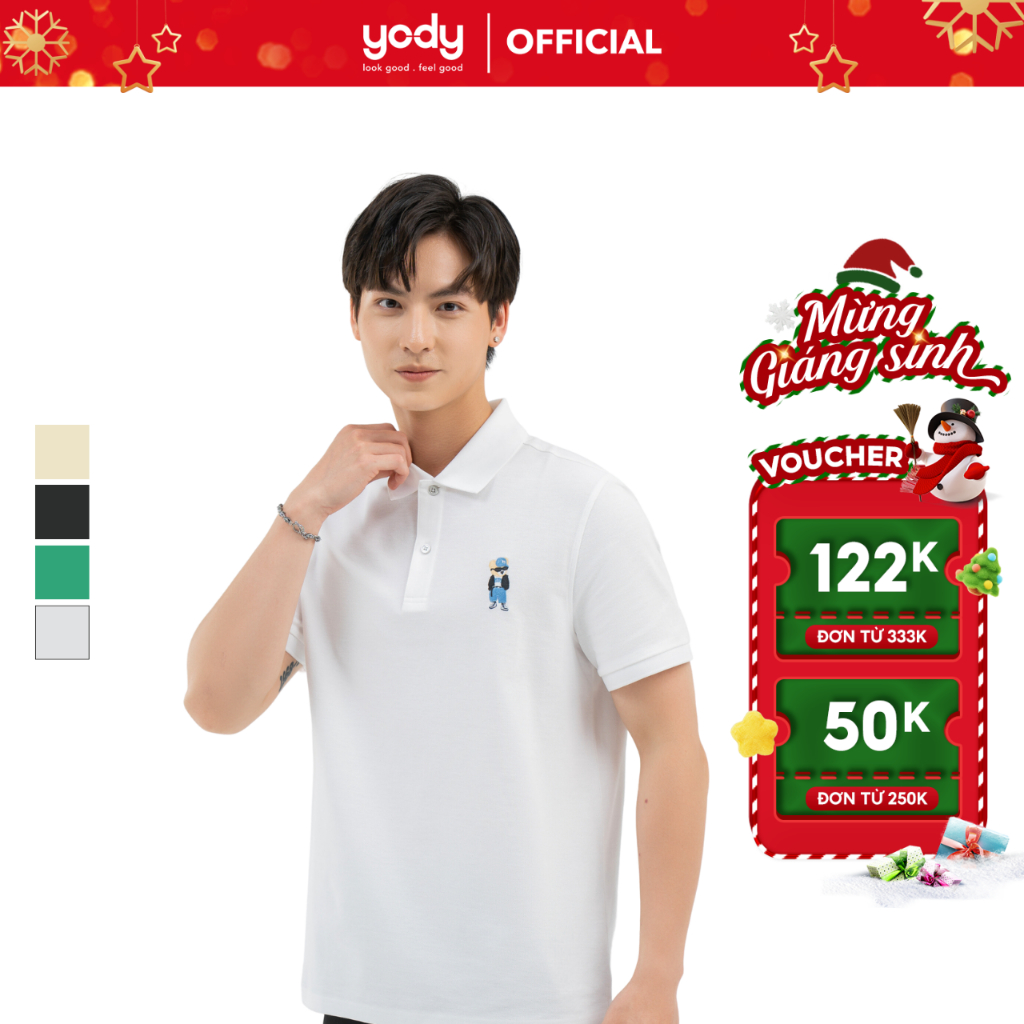 Áo polo nam Yody sorona oversize thêu gấu mềm mại thoáng mát APM6297