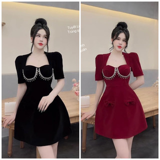 đầm Nhung cup viền đá 55-90kg QUỲNH NHƯ BIGSIZE