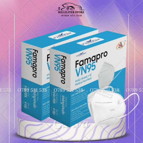 Combo 2 hộp (20 cái) Khẩu trang y tế Famapro VN95 4 lớp màu trắng