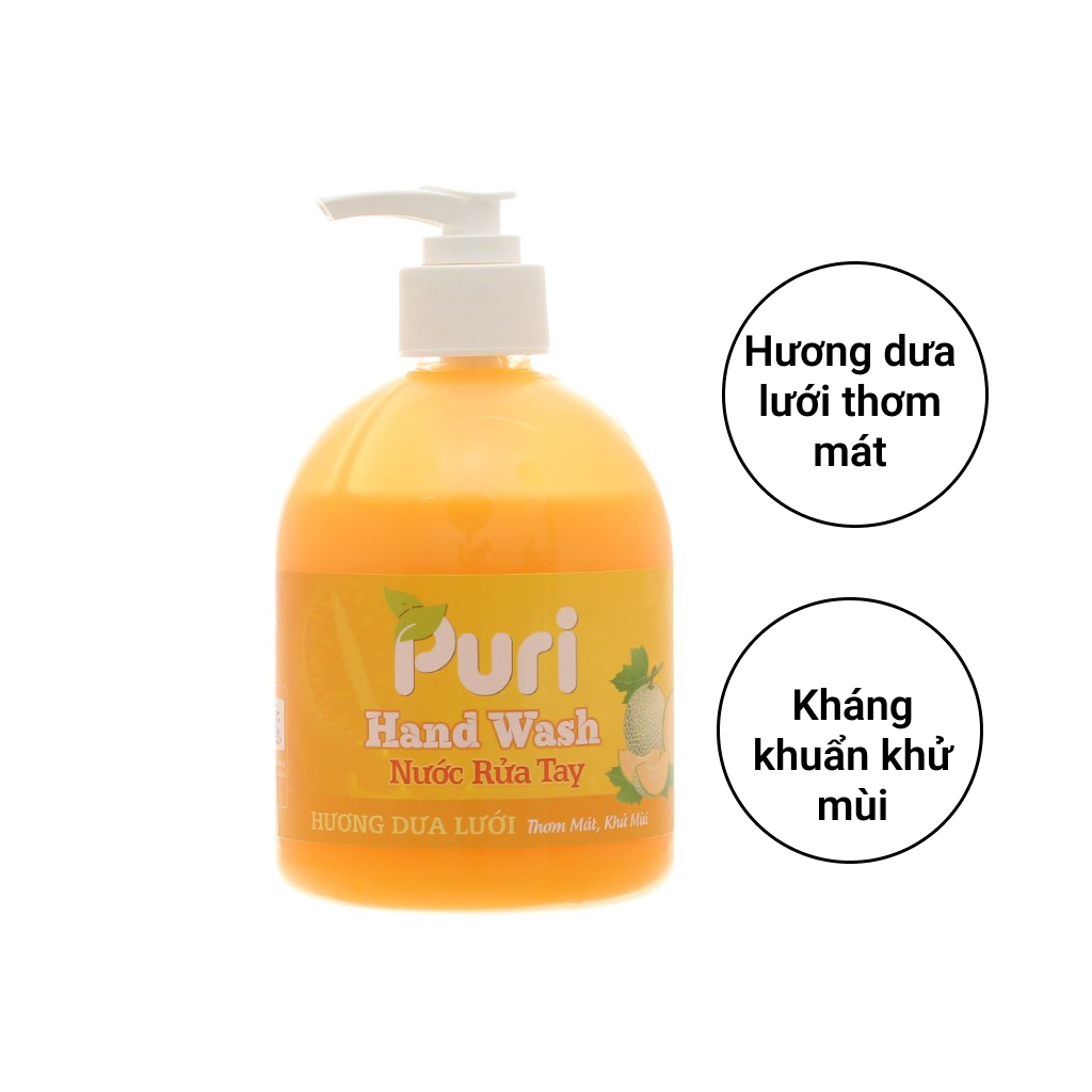 Nước rửa tay Puri hương dưa lưới 500ml