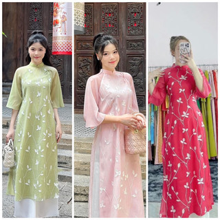 Áo dài thiêu lá bigsize 55-90kg quỳnh như bigsize
