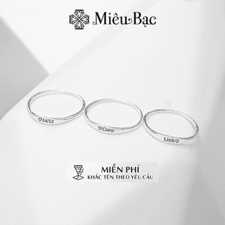 Nhẫn bạc khắc chữ thiết kế dẹt bo tròn trơn cá tính chất liệu bạc 925 miễn phí khắc tên theo yêu cầu miêu bạc mn53