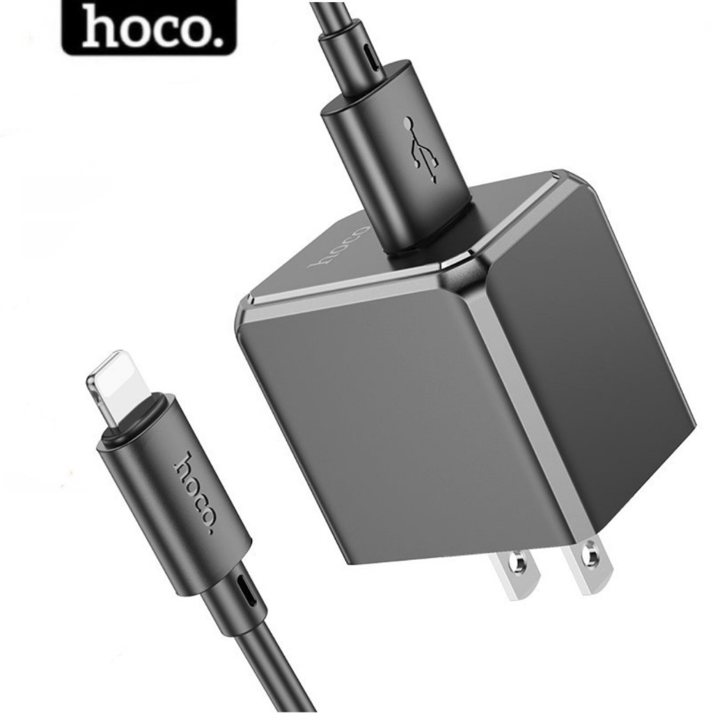 Bộ sạc ios chính hãng Hoco củ sạc màu đen cao cấp chống cháy nổ dùng cho ip iphone 6 7 8 11 12 13 14 ...