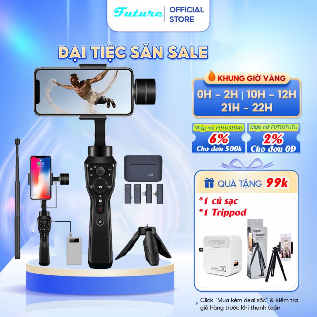 Gimbal Smart S1, Gimbal chống rung điện thoại, gậy quay video chụp ảnh chuyên nghiệp