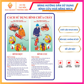 Bảng Mica hướng dẫn cách sử dụng bình chữa cháy Bột và CO2