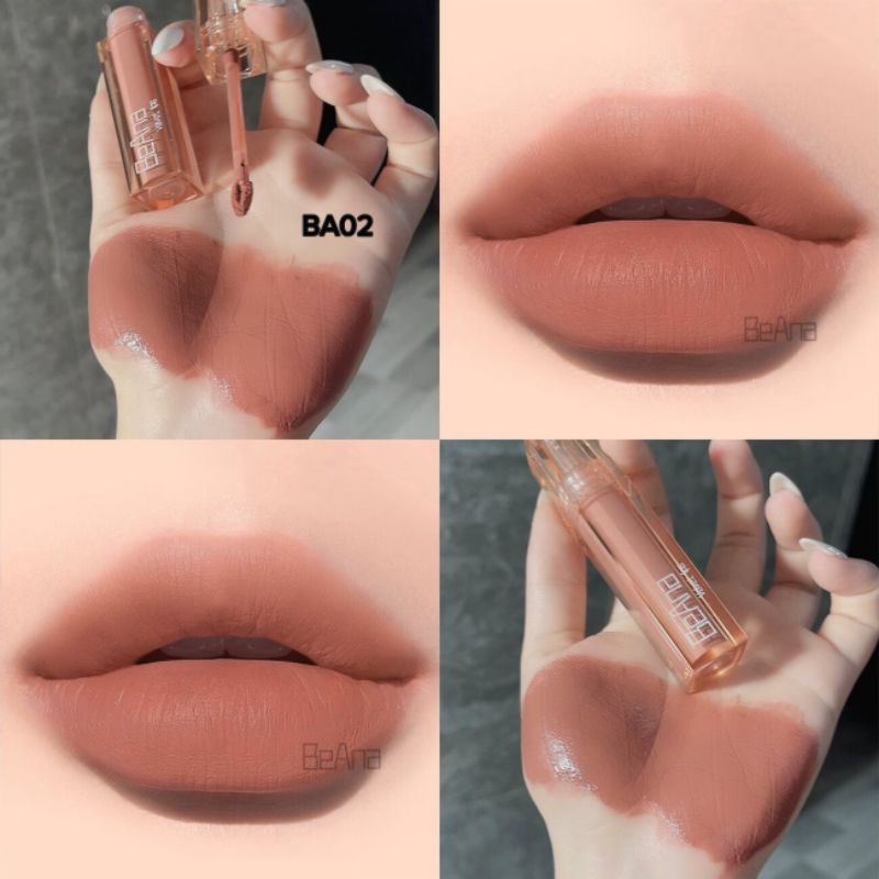 Son kem lì  cao cấp Beana vellvetlips màu Nâu tây BA02  tone tây sang chảnh