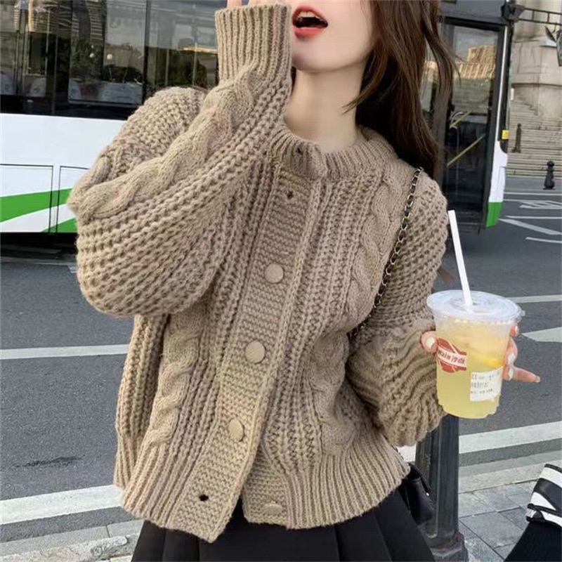 Áo len thừng cúc bọc, áo khoác dáng rộng phong cách Ulzzang , áo len thừng dáng lỡ vừa full 4 màu vintage