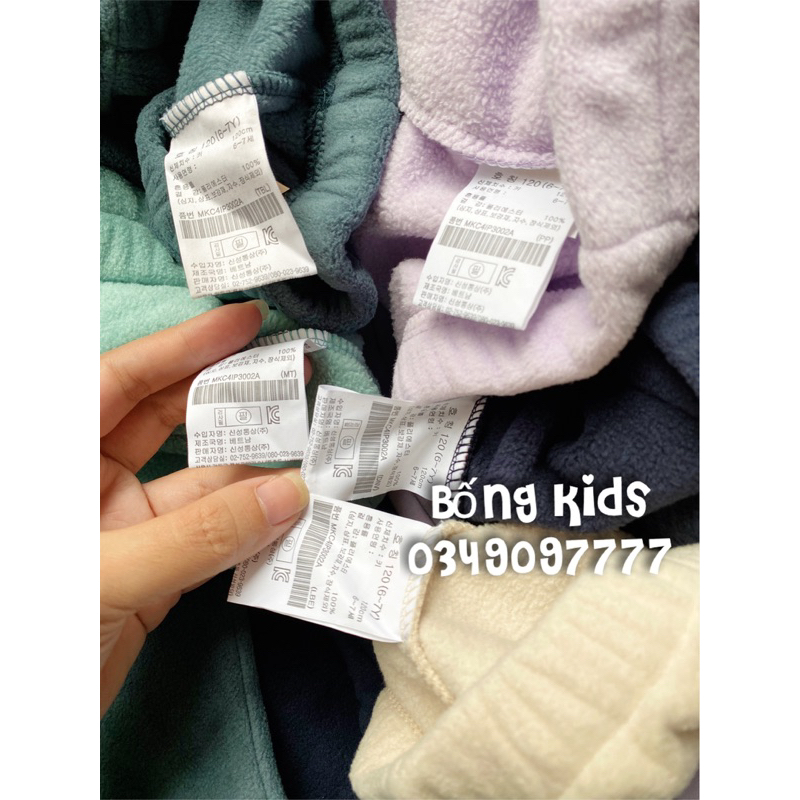 Bộ Nỉ Băng Lông Bé Trai & Bé Gái Basic Kéo Khoá Cổ Topten Kids