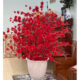 Cành hoa đào râu trang trí (thân cành màu trắng)