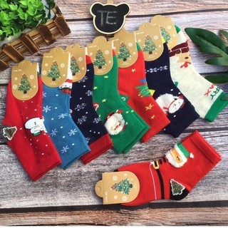 Tất noel cho bé từ 1-12 tuổi vớ thu đông họa tiết giáng sinh