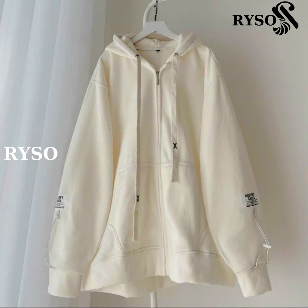 Áo Khoác Hoodie Zip RYSO FASHION Nỉ Bông Nam Nữ Basic Unisex Nỉ From Rộng Màu Đen