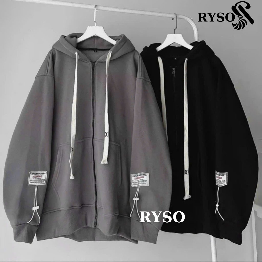 Áo Khoác Hoodie Zip RYSO FASHION Nỉ Bông Nam Nữ Basic Unisex Nỉ From Rộng Màu Đen