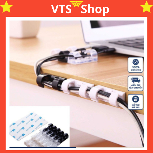 Kẹp cố định dây điện dán tường - bộ 16 cái kèm miếng dán, kẹp giữ dây điện, dùng để đi đường dây điện / cáp