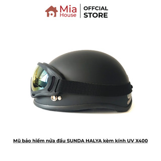 Mũ bảo hiểm nửa đầu SUNDA HALYA kèm kính UV X400 (UV400) nhiều màu