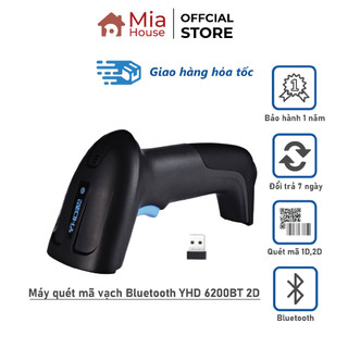 Máy bắn mã vạch QR - Máy quét mã vạch 2D - Đầu đọc Qrcode không dây kết nối Bluetooth YHD 6200BT dùng cho Smartphone, PC