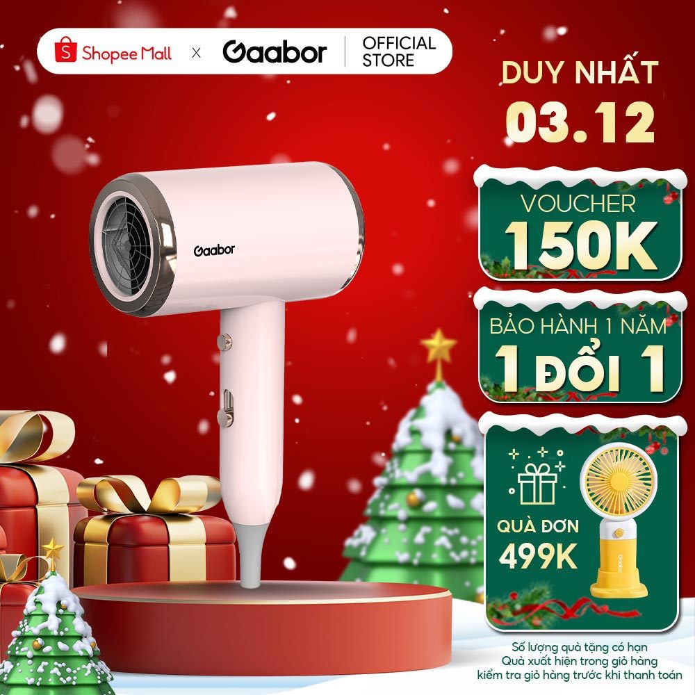 Máy sấy tóc ion âm Gaabor GHD-N1000D công suất 1000W sấy nhanh 2 chiều nóng lạnh độ ồn thấp - Hàng chính hãng