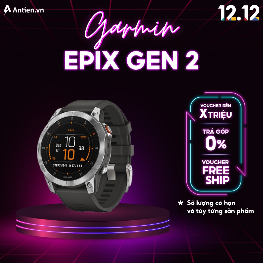 Đồng hồ thông minh Garmin Epix Gen 2, Slate Steel, Silicone Band