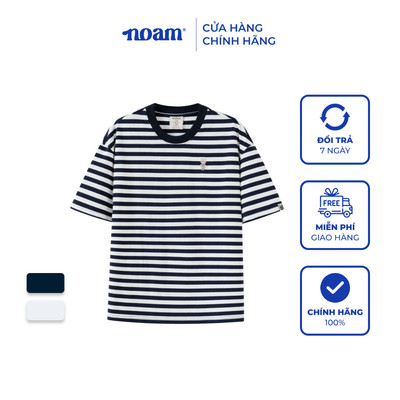 Áo thun Form rộng NOAM Striped 100% Cotton - Kẻ ngang xanh navy - trắng