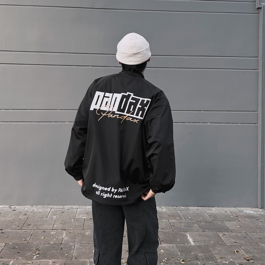 Áo khoác dù local brand nam nữ pandax big logo , áo khoác gió bigsize unisex , jacket form rộng cổ cao 2 lớp windbreaker