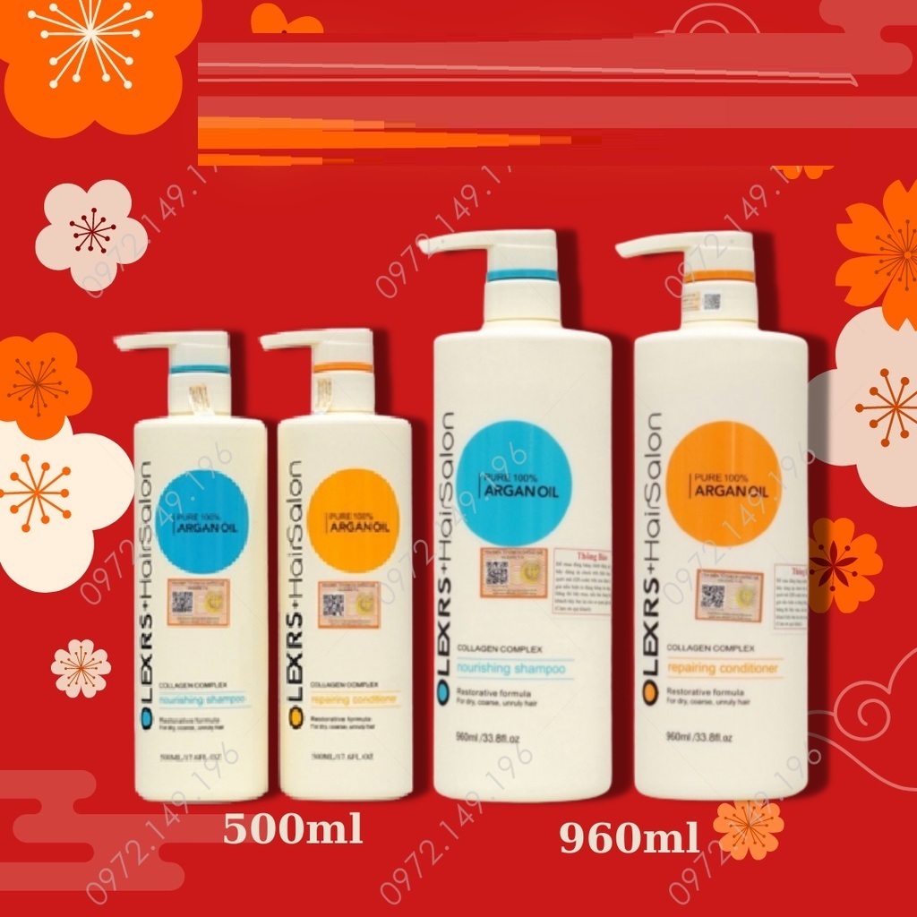 Olexrs Hair Salon - Cặp Dầu Gội Xả Olexrs Hair Salon 960ml/Chai Phục Hồi Tóc Khô Hư Tổn