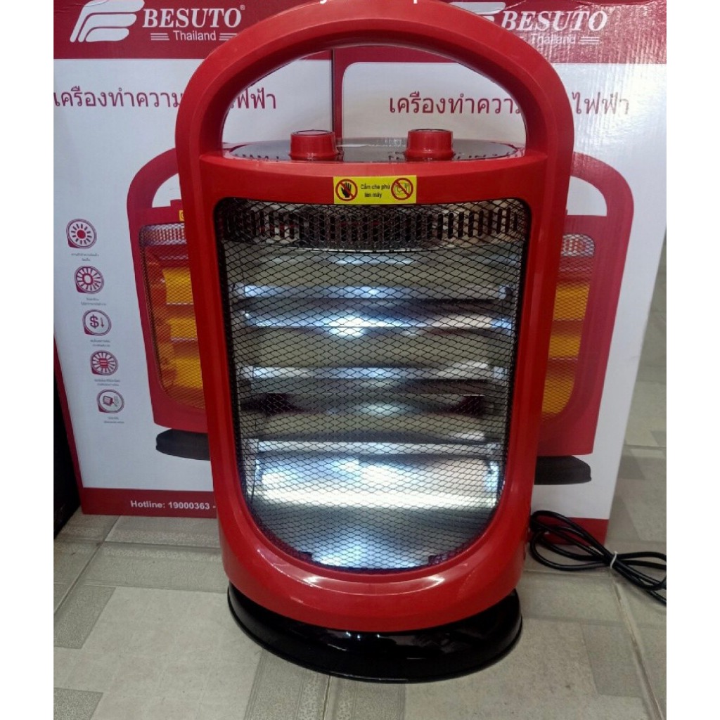 Máy Sưởi Ấm 3 bóng Besuto Thái Lan - Làm Nóng Nhanh, Tản Nhiệt Xung Quanh Tốt, Có Lưới Bảo Vệ An Toàn, Bảo Hành 12 Tháng