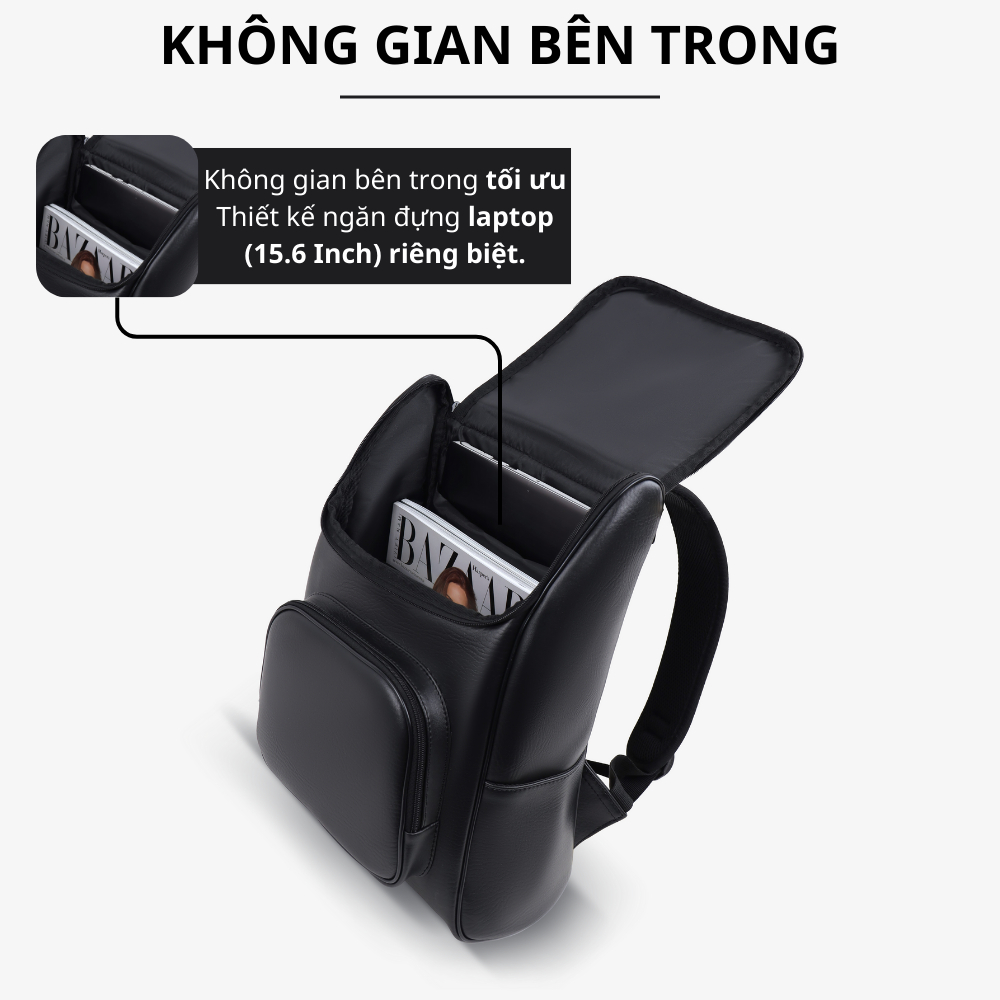 Balo laptop nam nữ thời trang PADO 645 - Đựng được laptop 15.6inch - Chất liệu chống thấm
