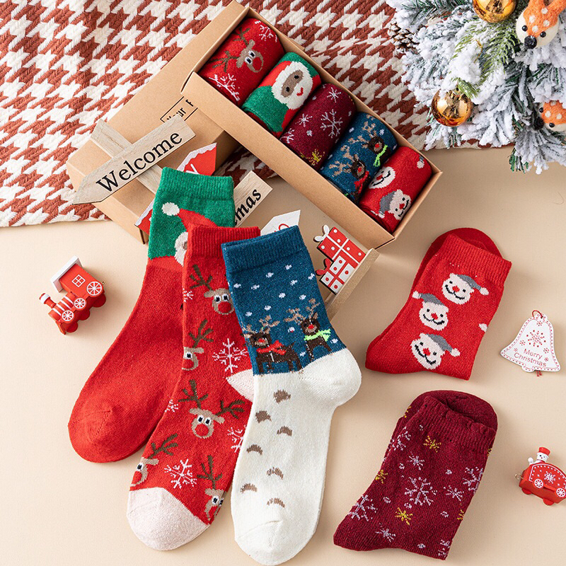 Set tất Noel cao cổ thấp cổ làm quà tặng trang trí đi hàng ngày