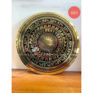 Tranh Mặt Trống đồng treo tường bằng đồng vàng đk 50cm - Mặt Trống 50 có bản đồ