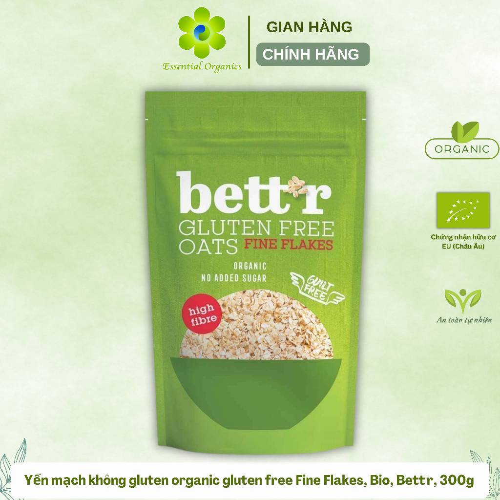 Yến mạch không gluten organic gluten free Fine Flakes, Bio, Bett'r, 300g