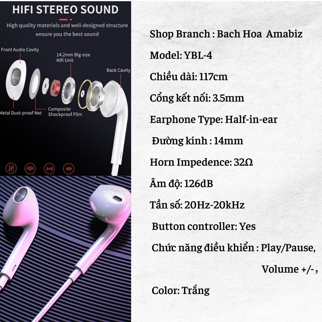 Tai nghe có dây gaming YOOBAO YBL-4 chân cắm 3.5mm tích hợp micro chất lượng dành cho Android & iOS