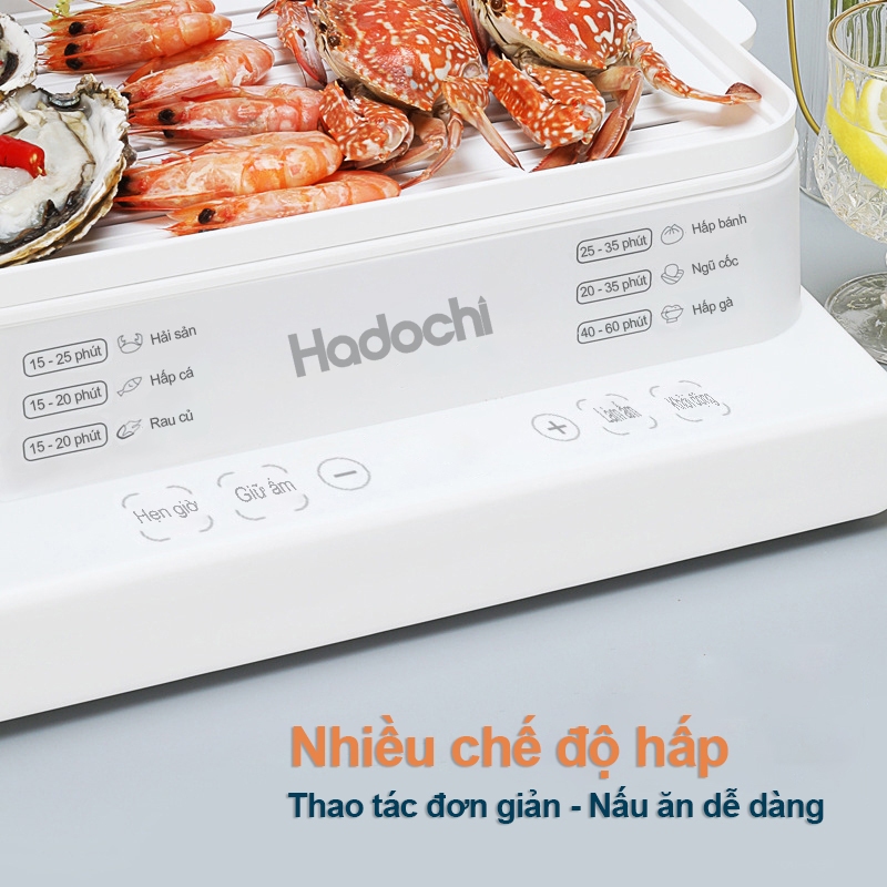 Nồi hấp điện cao cấp, đa năng Hadochi - Dung tích 24L - 3 tầng hấp nhiều món ăn cùng lúc - Hàng chính hãng - Bảo hành 12