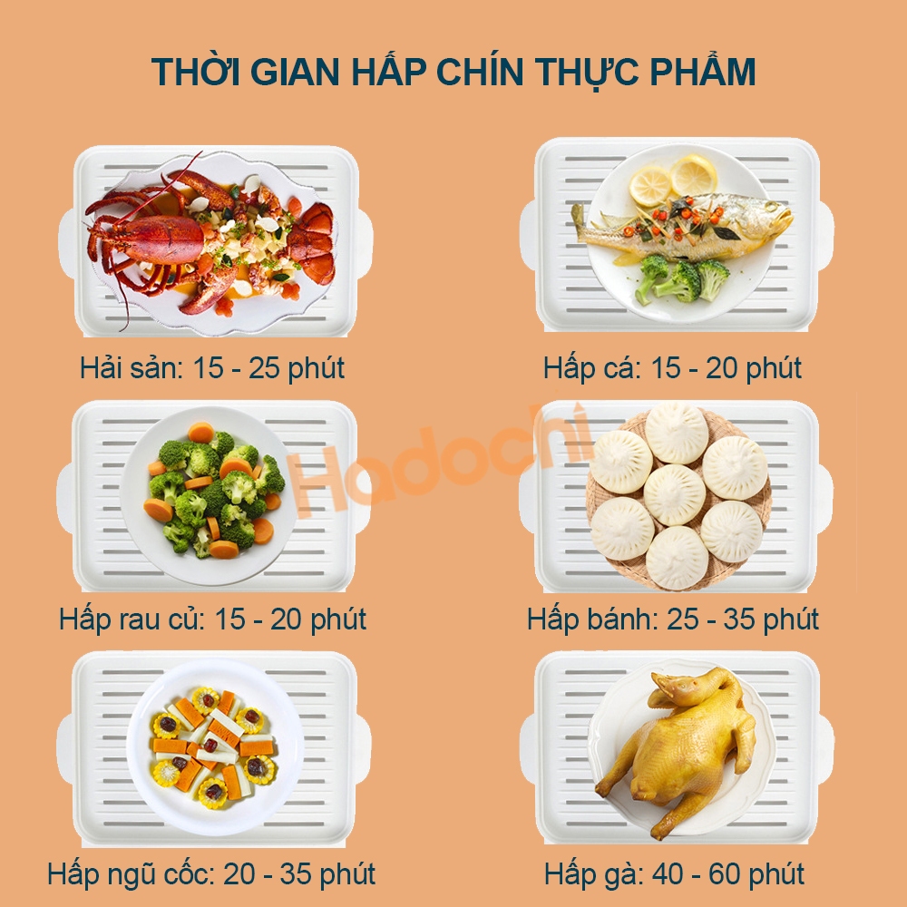 Nồi hấp điện cao cấp, đa năng Hadochi - Dung tích 24L - 3 tầng hấp nhiều món ăn cùng lúc - Hàng chính hãng - Bảo hành 12