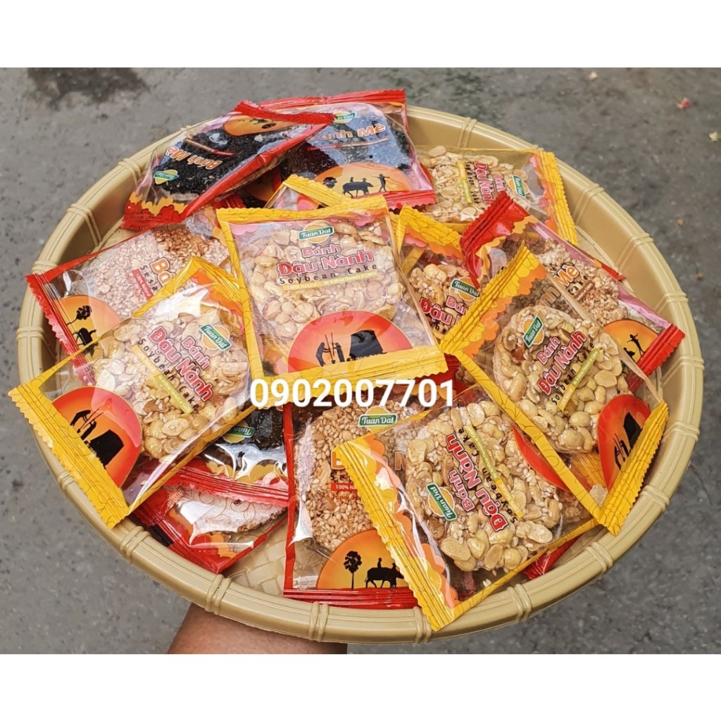 Túi 500g Bánh Tuấn Đạt Mix 3 Vị Thơm Ngon Đậu Nành + Mè Đen+ Mè Trắng
