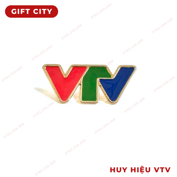Pin cài áo VTV đồng mạ vàng 24k cao cấp