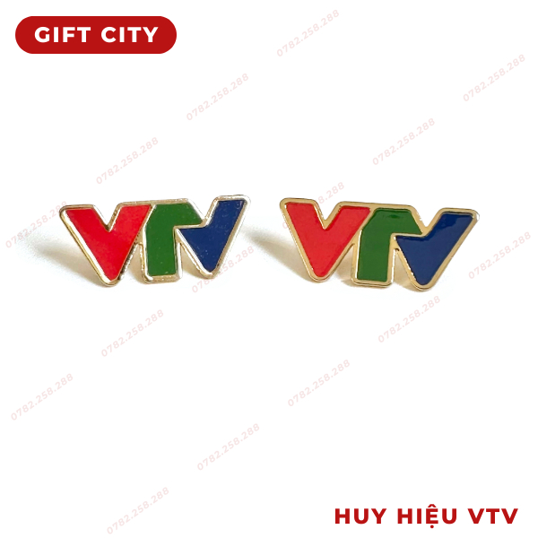 Pin cài áo VTV đồng mạ vàng 24k cao cấp