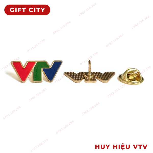 Pin cài áo VTV đồng mạ vàng 24k cao cấp