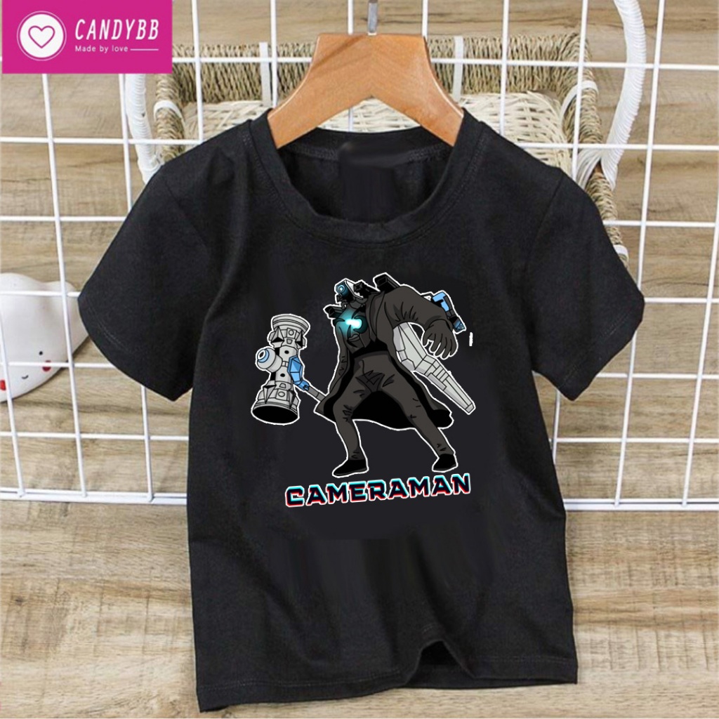 Áo thun Cameraman Titan TV Man, Quái Vật Đầu Tivi Skibidi Toilet cho bé trai siêu ngầu, size từ 10 - 60kg